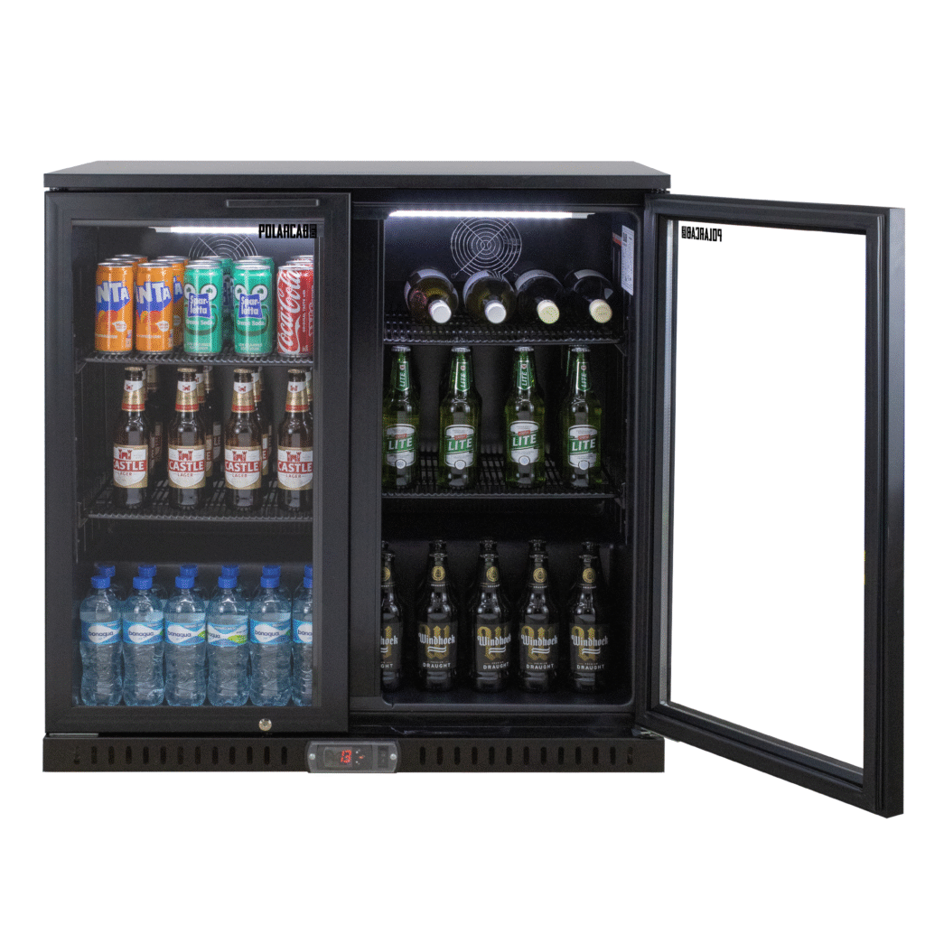 PolarCab Black Bar Cooler 2 High Hinged Door 900mm